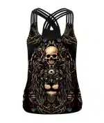 Mystic Lion & Skull Criss-Cross Women's Tank Top