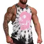 Pink Skull Tie-Dye Leaf Bodybuilding Men's Tank Top