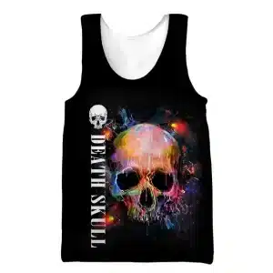 Psychedelic Death Skull Color Burst Men's Tank Top