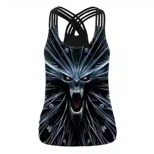 Red-Eyed Alien Skull Scream Women's Tank Top