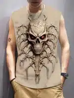 Red-Eyed Skull Skeleton Spinal Gym Men's Tank Top