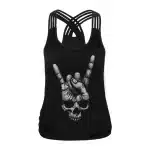 Rock Skull Hand Black Racerback Women's Tank Top