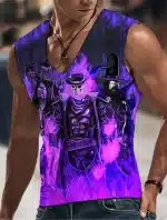 Skeleton Bandits Purple Flame Muscle Men's Tank Top