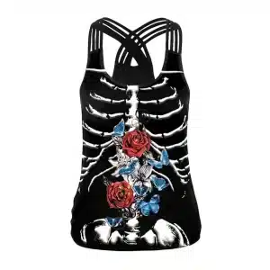 Skeleton Ribcage Roses & Butterflies Women's Tank Top