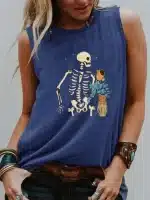 Skeleton Watering Flower Pot Women's Tank Top