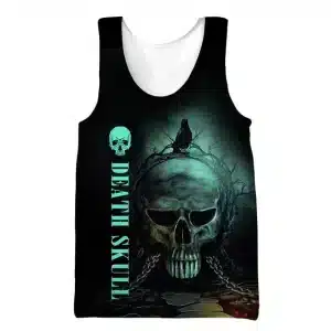 Spooky Crow Chained Death Skull Men's Tank Top