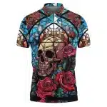 Stained Glass Skull Rose Art Gothic Men’s Polo Shirt