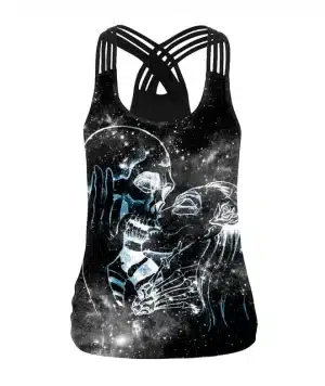 Stellar Skeleton Lovers Criss-Cross Women's Tank Top