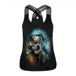 Techno Skull Smoking Criss-Cross Women's Tank Top