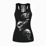 Trio Skull Gothic Hollow-Out Women's Tank Top