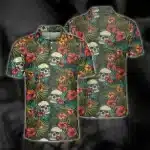 Tropical Skull Hibiscus Jungle Golf Men’s Polo Shirt