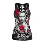 Vampire Rose Thorns Skull Women's Tank Top