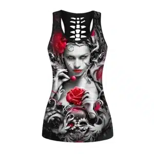 Vampire Rose Thorns Skull Women's Tank Top