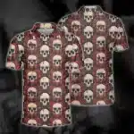 Vintage Skull Pattern Red Floral Men’s Polo Shirt