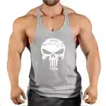 White Grunge Skull Gray Workout Men's Tank Top