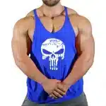 White Grunge Skull Logo Blue Gym Men's Tank Top