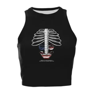 Abstract American Skull Ribcage Women’s Crop Top