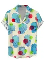 Abstract Skulls Colorful Dots Men’s Hawaiian Shirt