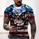 American Flag Paint Graffiti Skull Grunge Men’s T-Shirt