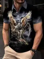 Angel Wings Grim Reaper Skeleton Men’s Polo Shirt