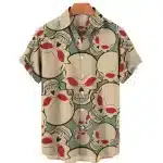 Angry Red-Eyed Skull Horror Men’s Hawaiian Shirt