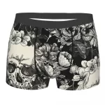 Artistic Monochrome Floral Skull Men’s Underwear