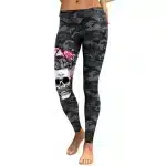 Ash Camo Skull Flower Print Women's Leggings