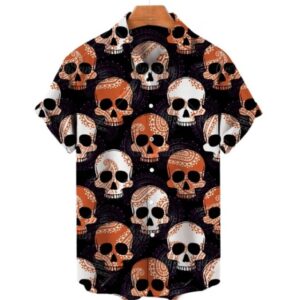 Bandana Skulls Pattern Horror Men’s Hawaiian Shirt