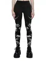 Black Bull Skull Horn Print Exercise Women's Leggings