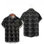 Black Gothic Skull All-Over Print Men’s Hawaiian Shirt