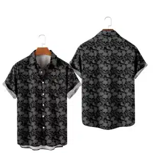 Black Gothic Skull All-Over Print Men’s Hawaiian Shirt