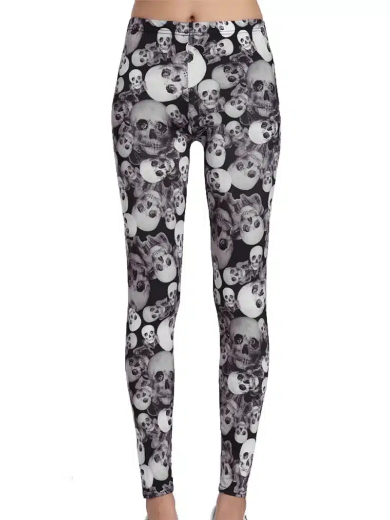 Black Graffiti Skull All-Over Print Women's Leggings