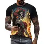 Blazing Floral Rose Woman Sugar Skull Men’s T-Shirt