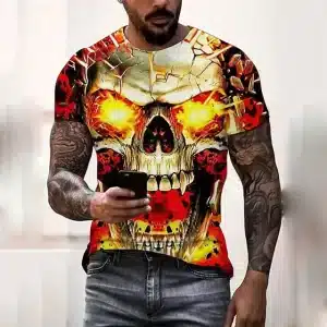 Blazing Inferno Screaming Skull Dope Men’s T-Shirt