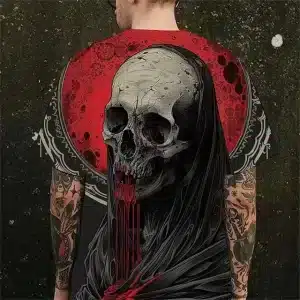 Blood Moon Ritual Skull Nun Horror Men's T-Shirt