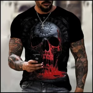 Bloody Dripping Skull Mystical Eye Black Men’s T-Shirt