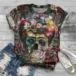 Bohemian Floral Garden Sugar Skull Women's T-Shirt