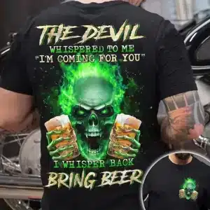 Bring Beer Green Flame Screaming Skull Men's T-Shirt