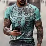 Butterfly Essence Skeleton Art Teal Men’s T-Shirt