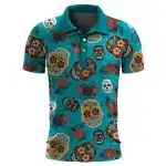 Calavera Sugar Skull Floral Bloom Men’s Polo Shirt