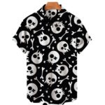 Cartoon Skull & Bones Pattern Men’s Hawaiian Shirt