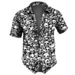 Cartoon Skull Pattern Pop Art Men’s Hawaiian Shirt