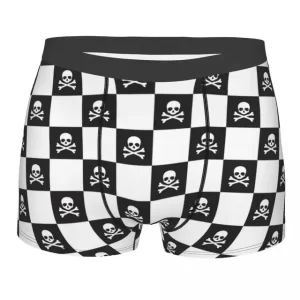 Checkered Jolly Roger Pirate Skull Flag Male Boxers