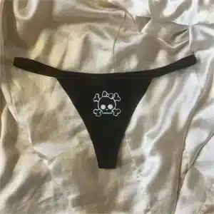 Chic Punk Skull Crossbones Gothic Black Sexy Thong