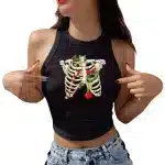 Christmas Skeleton Ribcage Goth Women’s Crop Top