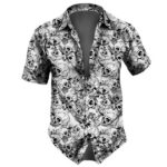 Classic Floral Skull All-Over Print Men’s Hawaiian Shirt