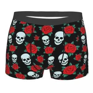 Classic Gothic Red Roses and Skulls Men's Boxer Briefs