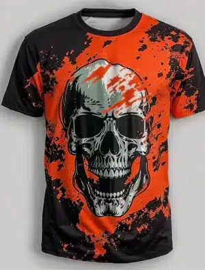 Classic Paint Splash Skull Short Sleeve Men’s T-Shirt