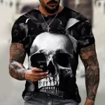 Classic Rose Enshrouded Gothic Skull Men’s T-Shirt