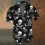 Classic Skull Crossbones Horror Men’s Hawaiian Shirt